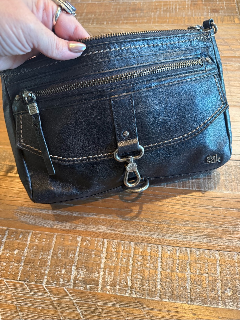 The Sak Black Leather Ventura Convertible Crossbody Purse